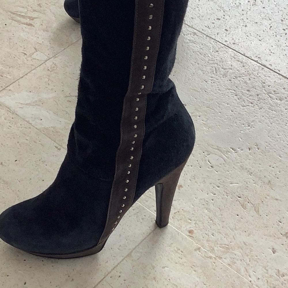 Italian velvet boots navy - Picture 7 of 8